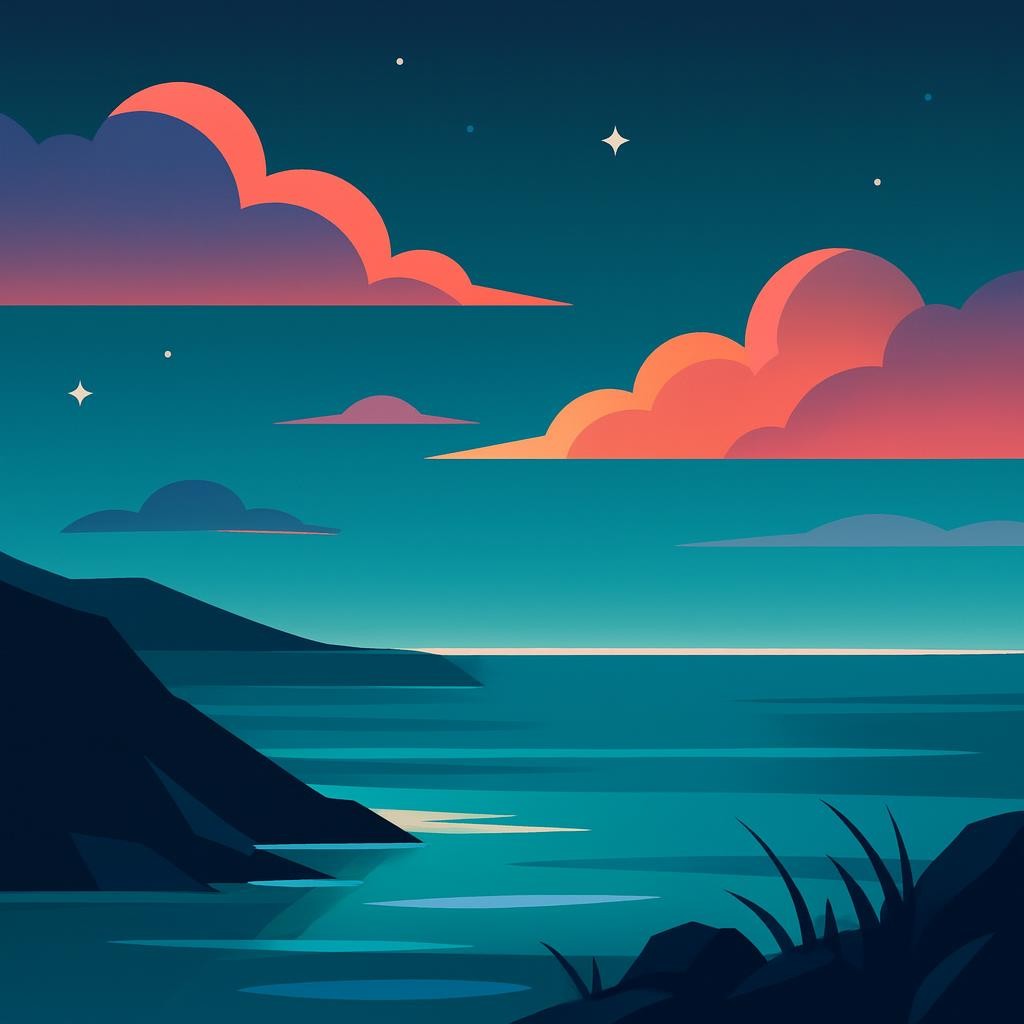 Paysage inspiré du passage du jour