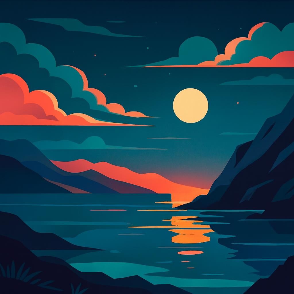 Paysage inspiré du passage du jour
