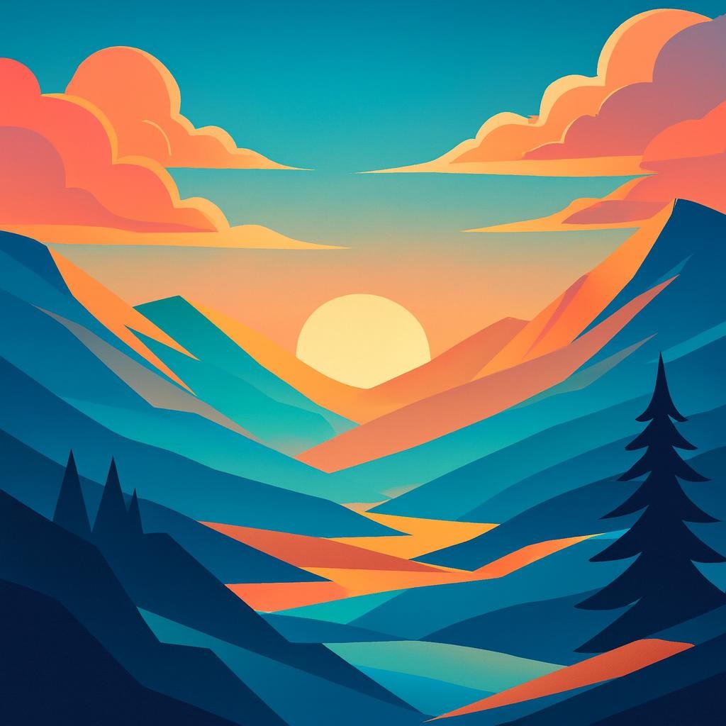 Paysage inspiré du passage du jour