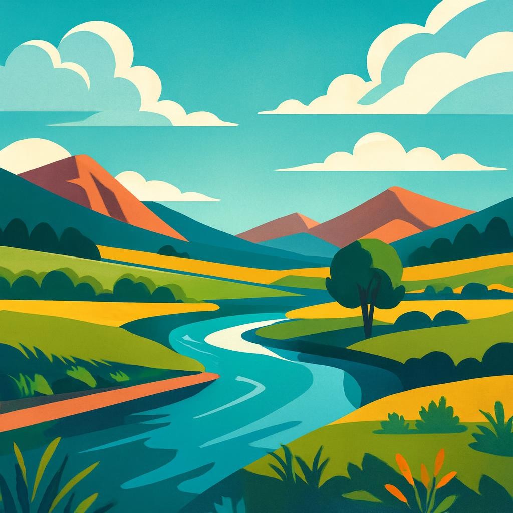 Paysage inspiré du passage du jour