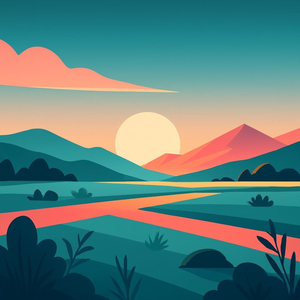 Paysage inspiré du passage du jour